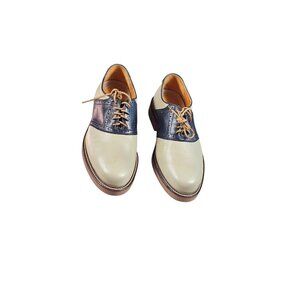 David Spencer Saddle Mens Two-Tone Leather Oxford Shoes Size 10
